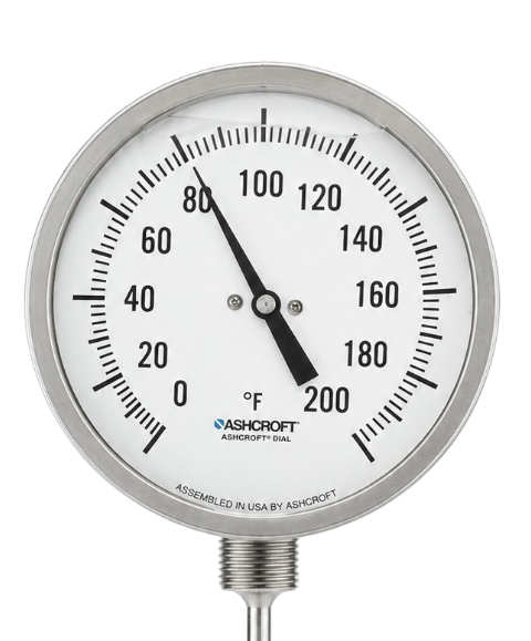 Silicone filled bimetal thermometer